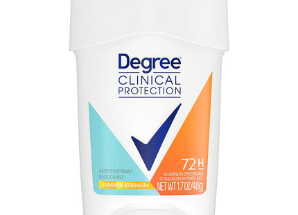 Degree Clinical Protection Summer Strength Antiperspirant & Deodorant, 72-Hour Sweat & Odor Protection 1.7 oz (Pack Of 10)