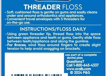 Oral-B Glide Pro-Health, Dental Threader Floss, For Braces Bridges Implants, 30 Count (Pack Of 10)