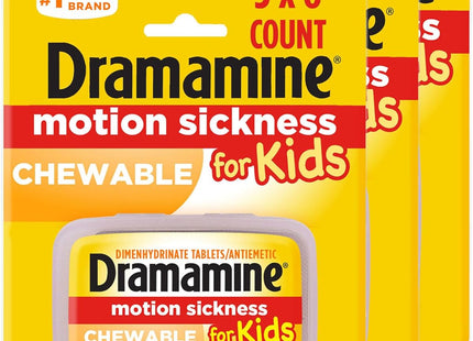 Dramamine Motion Sickness for Kids, Chewable, Dye Free, Grape Flavored, 8 Count (Pack Of 2)