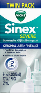 Vicks Sinex Severe Original Nasal Spray, Decongestant, 12 Hour, Fast Relief, 0.50 Ounce (Pack Of 32)