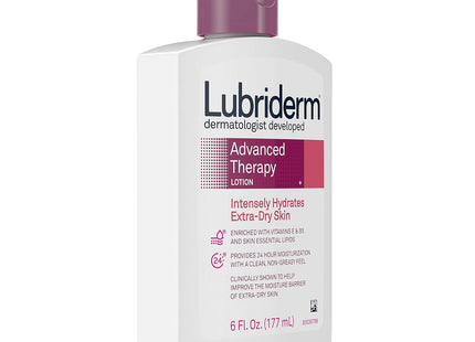 Lubriderm Advanced Therapy Moisturizing Hand & Body Lotion, Pro-Ceramide with Vitamins E & Pro-Vitamin B5, Fragrance Free, Intense Hydration for Itchy, Extra Dry Skin, Non-Greasy, 6 ounce (Pack Of 8)