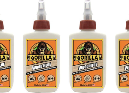 Gorilla Water Based Glue Bottle, Natural Wood Color, Indoor-Outdoor Use, 4 Ounce (Pack Of 4)