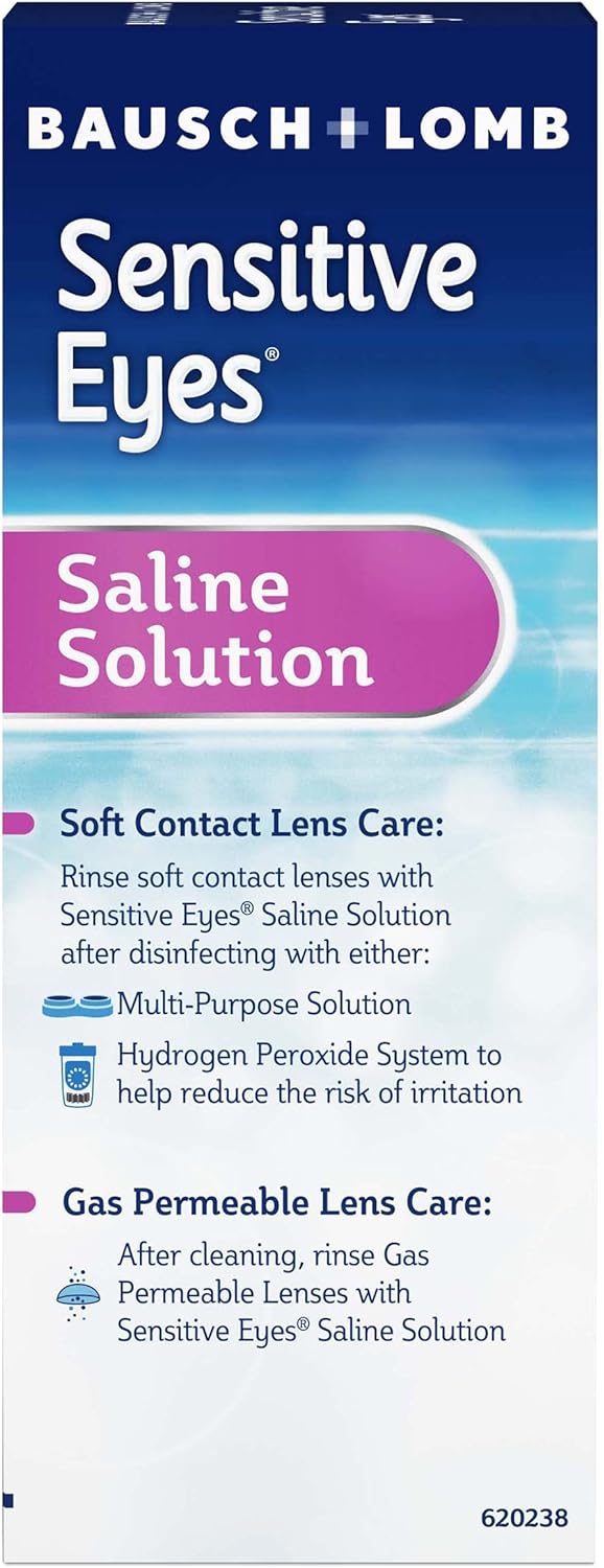 Sensitive Eyes Contact Lens Solution by Bausch & Lomb Saline Solution for Sensitive Eyes, Soft Contact & Gas Permeable Lenses, 12 Fl Oz (355 ML) (Pack Of 3)