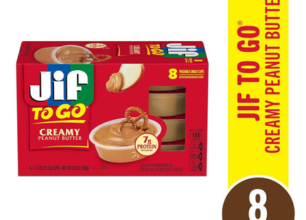 Jif To Go Creamy Peanut Butter Cups Creamy, Smooth and Creamy Texture, Snack Size Packs, 1.5 Ounce 8 Cups Each, (Pack Of 1)