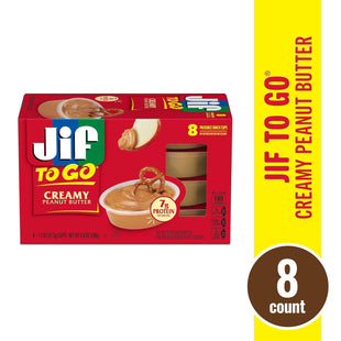 Jif To Go Creamy Peanut Butter Cups Creamy, Smooth and Creamy Texture, Snack Size Packs, 1.5 Ounce 8 Cups Each, (Pack Of 1)