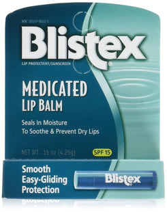 Blistex Medicated Lip Balm Stick, SPF 15, Anti-Aging, For Dryness, Chapping and Soothes Irritated Lips, 0.15 Ounce (Pack Of 8)