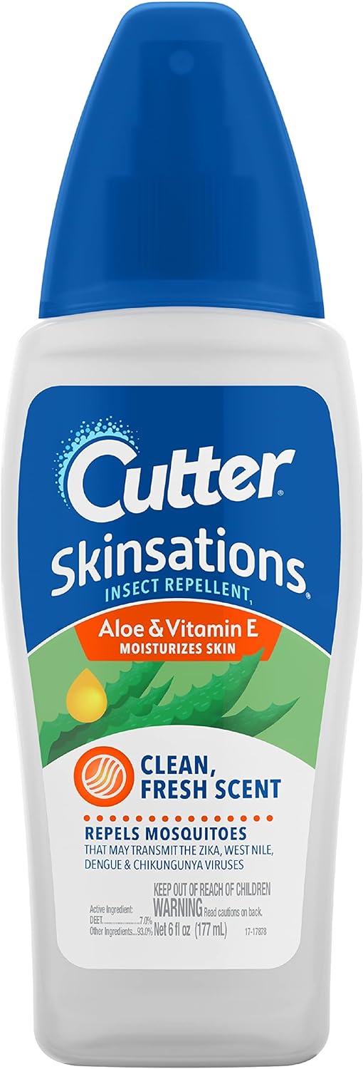 Cutter Skinsations Insect Repellent Pump Spray, Aloe & Vitamin- E, Clean Fresh Scent, 6 Fluid Ounce (Pack Of 1)