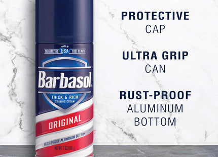 Barbasol Original Thick & Rich Shaving Cream  Rust-Proof Aluminum Bottom  7 oz