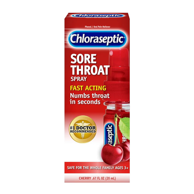 Chloraseptic Sore Throat Spray Pocket Pump, Cherry 0.67 Ounce 20 Ml Bottle (Pack Of 4)