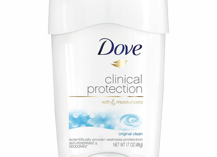 Dove Clinical Protection Women's Antiperspirant Deodorant Stick, Original Clean, 1.7 Ounce (Pack Of 24)