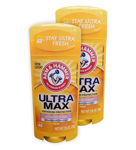 Arm & Hammer Ultra-Max Solid Anti-Perspirant Deodorant, Powder Fresh, 2.6 Ounce (Pack Of 2)