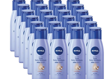 Nivea Shea Nourish Body Lotion, Smooth Sensation Body, Dry Skin Lotion with Shea Butter, Travel Size 2.5 Fl Ounce (Pack Of 24)