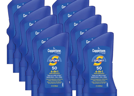 Coppertone SPORT Body Sunscreen Lotion, SPF 50, Water Resistant, Broad Spectrum, Travel Size, 3 Ounce (Pack Of 12)