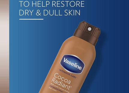 Vaseline Intensive Care Radiant Moisturizer Non Greasy Spray Body Lotion, Cocoa, 6.5 fl oz (Pack Of 8)