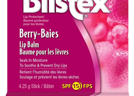 Blistex Medicated Barry Lip Balm Stick, SPF 15, Soothing, Sun Protection, For Dry Cracked Lips, 0.15 Ounce (Pack Of 2)