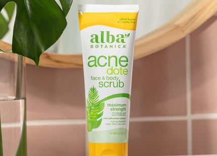 Alba Botanica Natural Acnedote Maximum Strength Face & Body Scrub Cream, Unscented 8 Ounce (Pack Of 24)