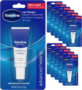 Vaseline Lip Therapy Advanced Healing, Skin Protectant, Advanced Formula, For Dry Lips Moisturiser, 0.35 Ounce (Pack Of 12)