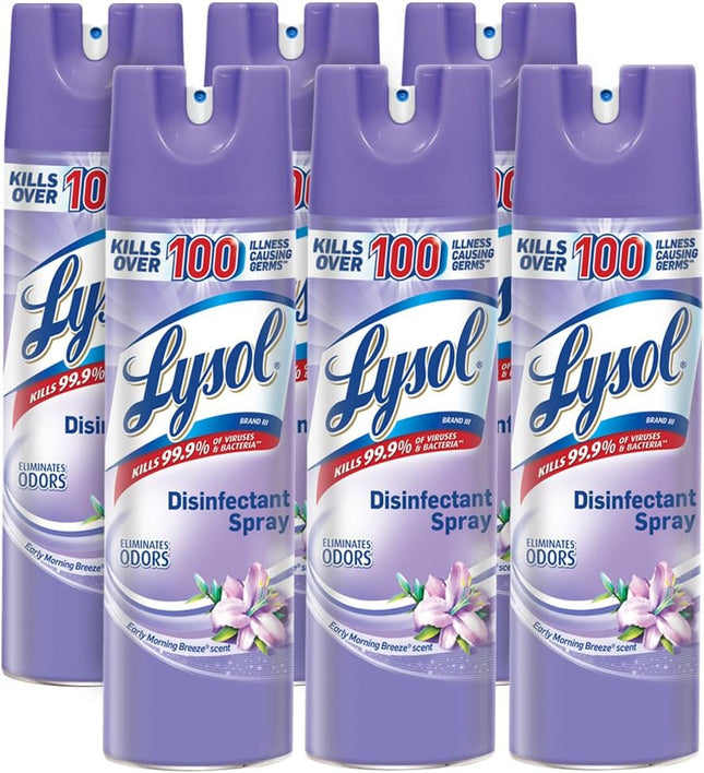 Lysol Disinfectant Liquid Aerosol Spray, Disinfecting and Deodorizing, Early Morning Breeze, 12.5 Oz (Pack Of 6)