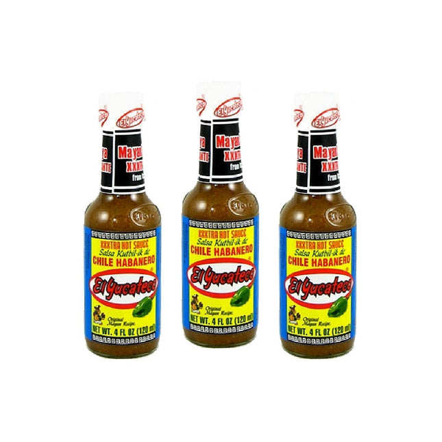 El Yucateco Chile Habanero Xxxtra Hot Sauce, 4 fl Ounce Bottle (Pack Of 3)