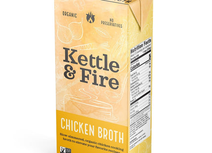 KETTLE &amp; FIRE Organic Chicken Broth, Made with Organic Chicken Bones, 32 Oz (Pack Of 4)