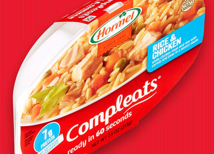 Hormel Compleats Microwavable Meal Chicken & Rice, Shelf Stable, Comfort Classics Food, 7.5 Ounce (Pack Of 1)