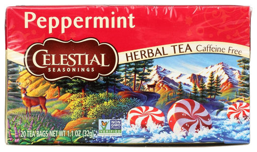 Celestial Seasonings Peppermint Caffeine-Free Herbal Tea Bags, 20 Count (Pack Of 2)