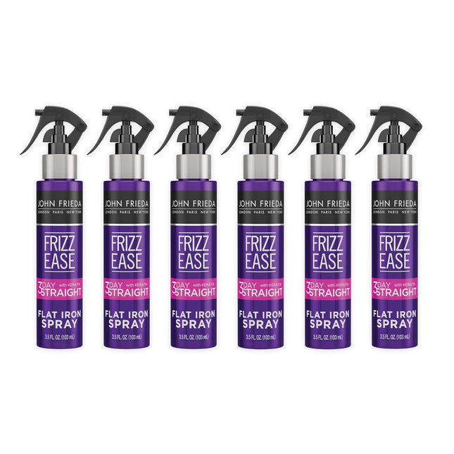 John Frieda Frizz Ease Keratin-Infused 3-Day Straightening Flat Iron, Straight Semi-Permanent Hair Styling Spray, 3.5 fl ounce (Pack Of 6)