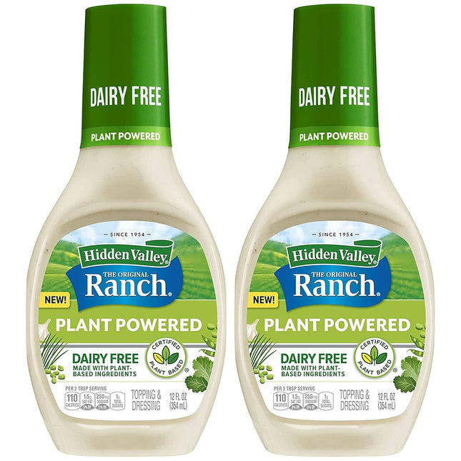 Hidden Valley Original Ranch Plant Powered Salad Dressing & Topping, Gluten & Dairy Free, 12 Fluid Ounce, (Pack Of 2)