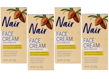 Nair Moisturizing Facial, For Upper Lip Chin And Face Hair Removal Cream, With Sweet Almond Oil, 2 Ounce (Pack Of 24)