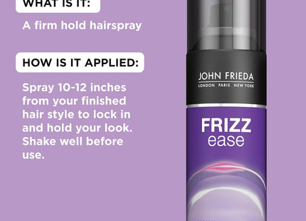 John Frieda Anti Frizz, Moisture Barrier, Firm Hold Anti Frizz Hairspray, Unscented, 12 Fl Ounce (Pack Of 1)