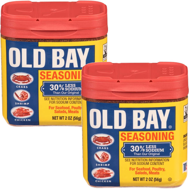 Old Bay Seasoning, 30% Less Sodium Than Original, Mixed Spices & Seasonings, Gluten Free, 2 Ounces (Pack Of 2)