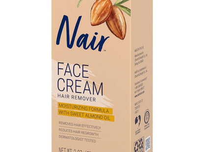 Nair Moisturizing Facial, For Upper Lip Chin And Face Hair Removal Cream, With Sweet Almond Oil, 2 Ounce (Pack Of 24)