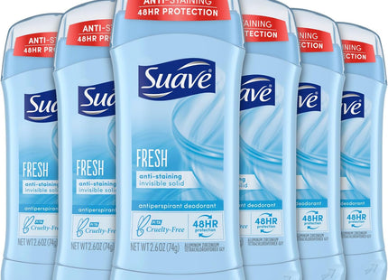 Suave 48-Hour Anti-Staining Antiperspirant & Deodorant Stick, Invisible Solid, Fresh, 2.6 Ounce (Pack Of 1)