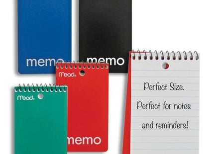 Mead (45602 ) Memo Book Poly Cover 3 x 5 inch, Colors may vary, Single Book 100 sheets (Pack Of 6)