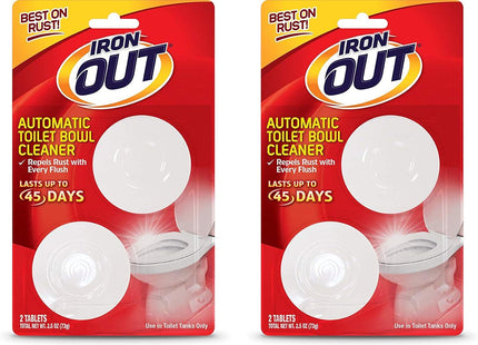 IRON OUT Automatic Toilet Bowl Cleaner, Repel Rust and Hard Water Stains with Every Flush, Tablets, 2.5 Ounce 2 Count Each (Pack Of 12)