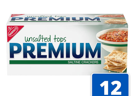 Nabisco Premium Unsalted Tops Saltine Crackers, Crispy, Square, Low Salt Crackers, 16 Ounce (Pack Of 12)