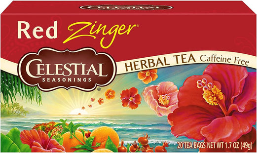 Celestial Seasonings Caffeine Free, Red Zinger, Natural Herbal Tea, 20 Bags (Pack Of 3)