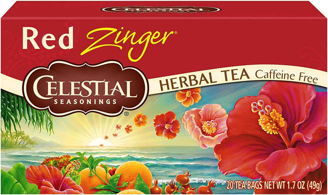 Celestial Seasonings Caffeine Free, Red Zinger, Natural Herbal Tea, 20 Bags (Pack Of 6)