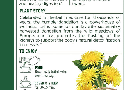 Traditional Medicinals Tea, Organic Dandelion, Leaf and Root Herbal Tea, 16 Count (Pack Of 3)