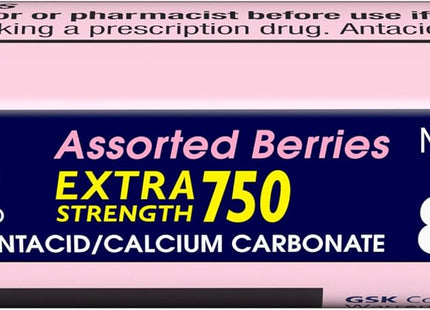 TUMS Extra Strength Assorted Berries Antacid Chewable Tablets for Heartburn Relief, 8 count (Pack Of 12)