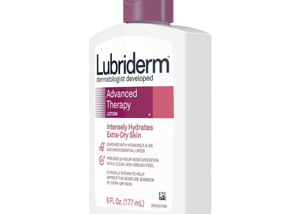 Lubriderm Advanced Therapy Moisturizing Hand & Body Lotion, Pro-Ceramide with Vitamins E & Pro-Vitamin B5, Fragrance Free, Intense Hydration for Itchy, Extra Dry Skin, Non-Greasy, 6 ounce (Pack Of 8)