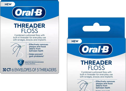 Oral-B Glide Pro-Health, Dental Threader Floss, For Braces Bridges Implants, 30 Count (Pack Of 2)