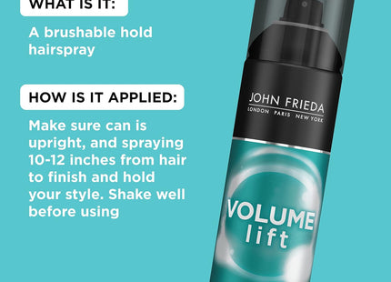 John Frieda Luxurious Volume, For Fine or Flat Hair, All-Day Hold, Aerosol, Hair spray 10 Ounce (Pack Of 3)