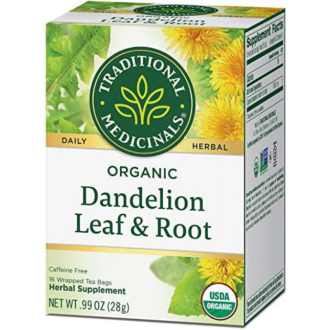 Traditional Medicinals Tea, Organic Dandelion, Leaf and Root Herbal Tea, 16 Count (Pack Of 12)