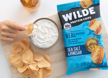 Wilde Protein Chips Sea Salt, & Vinegar, Chicken Chips, Thin and Crispy, 1.34 Ounce (Pack Of 8)