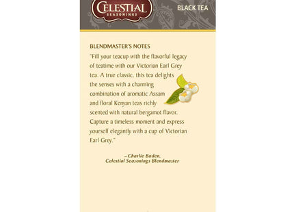 Celestial Seasonings Black Tea, Victorian Earl Grey, Contains Caffeine, 25 Count (PacK Of 24)