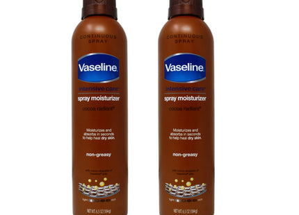 Vaseline Intensive Care Radiant Moisturizer Non Greasy Spray Body Lotion, Cocoa, 6.5 fl oz (Pack Of 8)