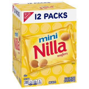 Nilla Wafers Mini Cookies, Traditional Vanilla Wafers Cookies, Perfect for Snacking, 1 ounce 12 Count (Pack Of 2)