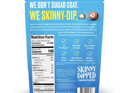 SkinnyDipped Dark Chocolate Cocoa Covered Almonds, Healthy Snack, Plant Protein, Resealable Bag, 3.5 Ounce (Pack Of 10)