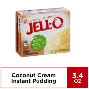 Jell-O Coconut Cream, Artificially Flavored, Instant Pudding & Pie Filling Mix, No Artificial Sweeteners, 3.4 Ounce (Pack Of 12)